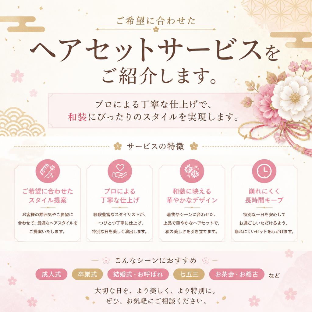 プロのヘアセットで美しさを引き立てる！