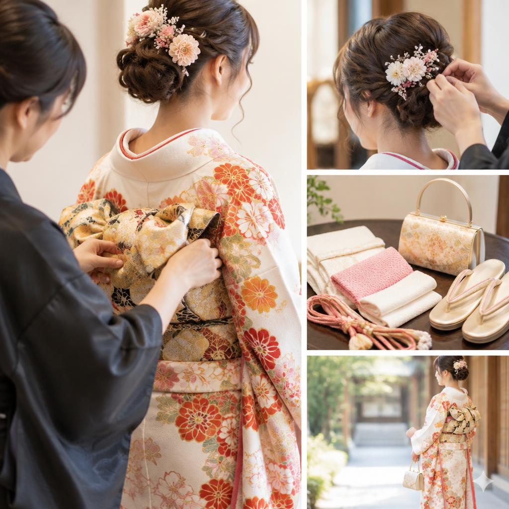 着付けもヘアセットもおまかせ。初めてでも安心
